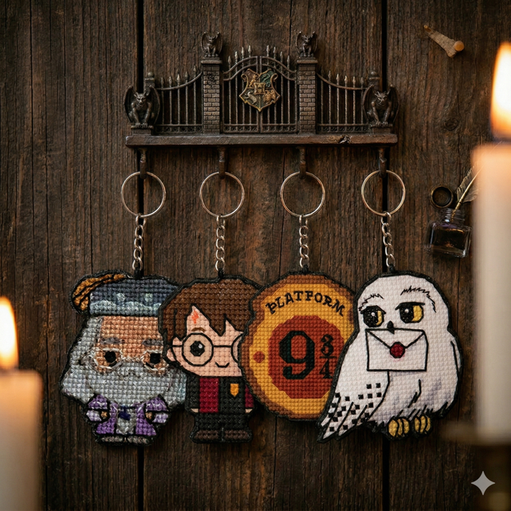 Harry Potter Cross Stitch Keychains