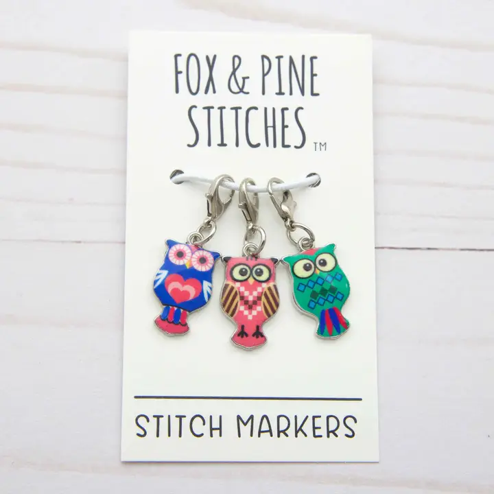Fox and Pine Stitch Markers