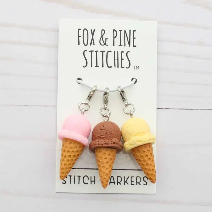 Fox and Pine Stitch Markers