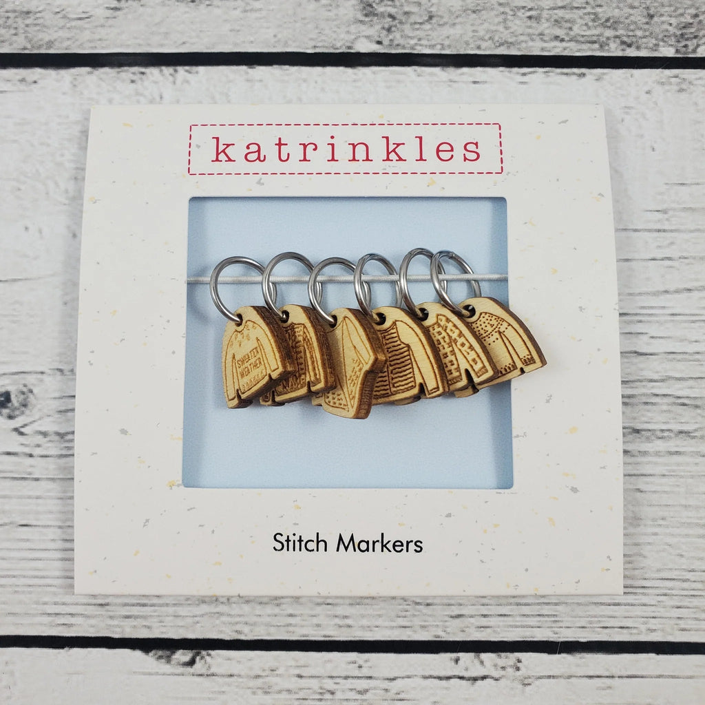 Katrinkles Wood Stitch Markers - The Sated SheepNotionsKatrinkles