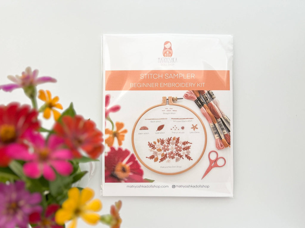 Matryoshka Doll Shop - Beginner Embroidery Kit - Stitch Sampler