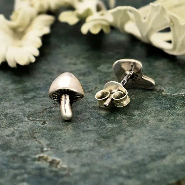 Silver Mushroom Post Earrings
