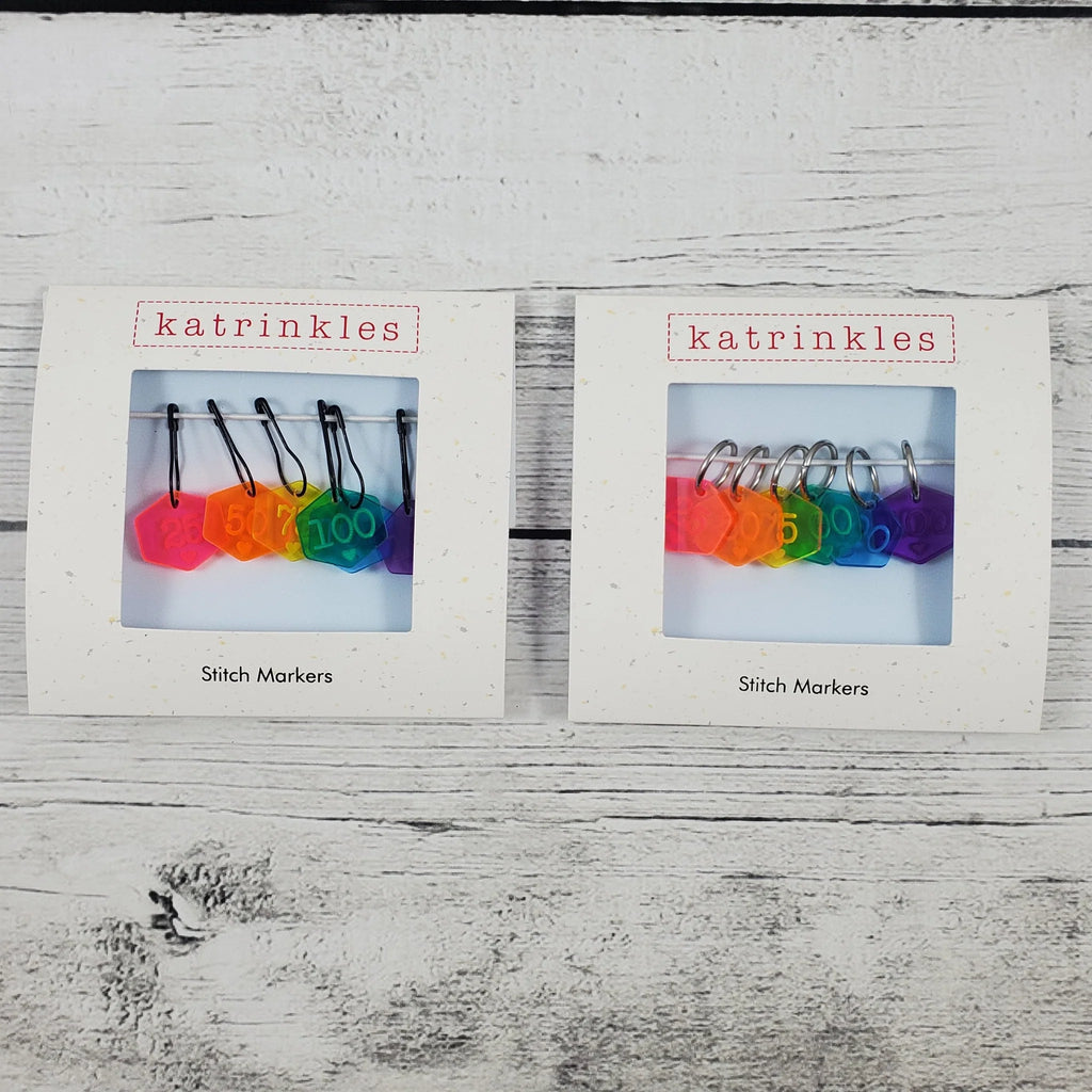 Large Rainbow Acrylic Number Stitch Marker Set